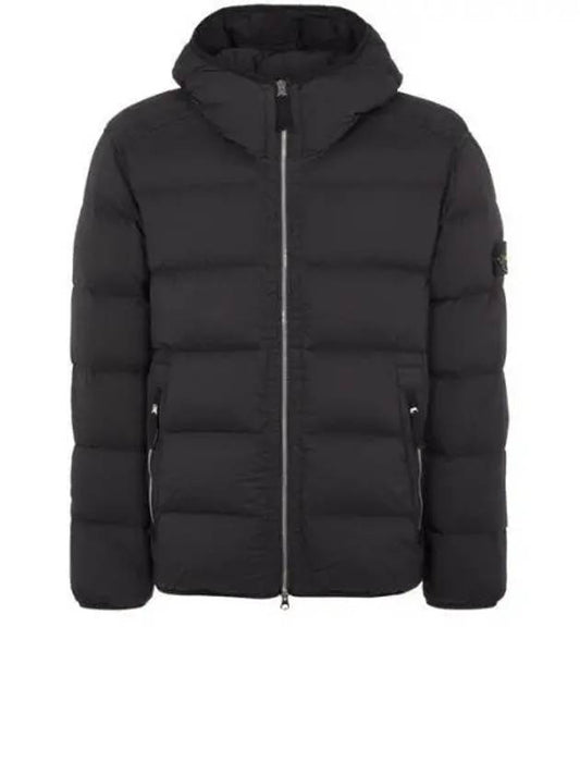 Seamless Logo Nylon Hooded Padded Jacket Black - STONE ISLAND - BALAAN 2