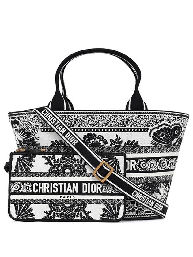 Butterfly Bandana Basket Tote Bag White Black - DIOR - BALAAN 1