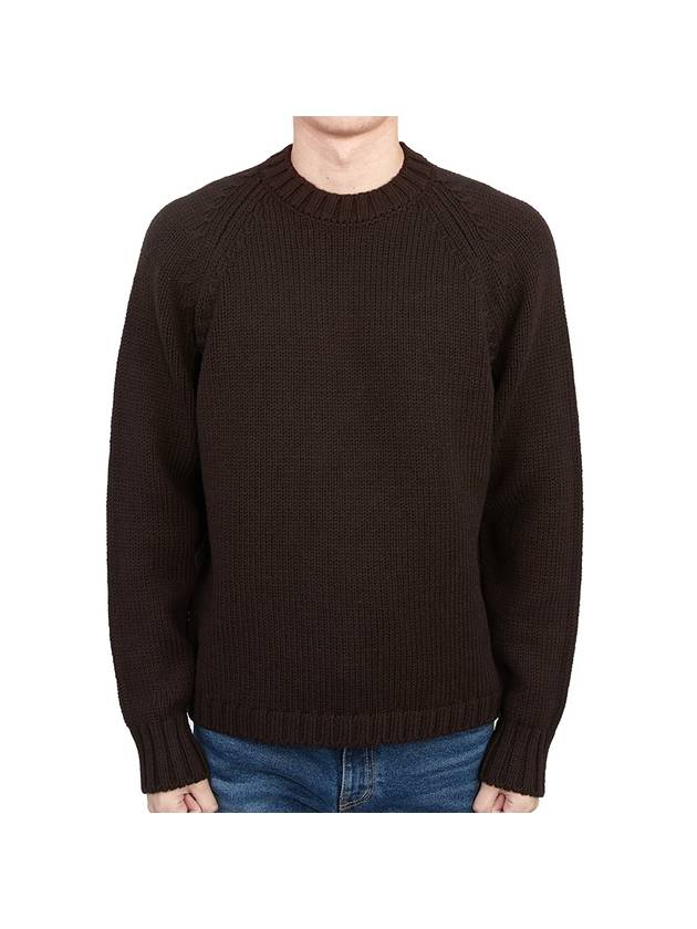 Men’s Merino Wool Knit Top Brown - TEN C - BALAAN 2