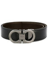 Double Gancini Reversible Leather Belt Black Auburn - SALVATORE FERRAGAMO - BALAAN 3