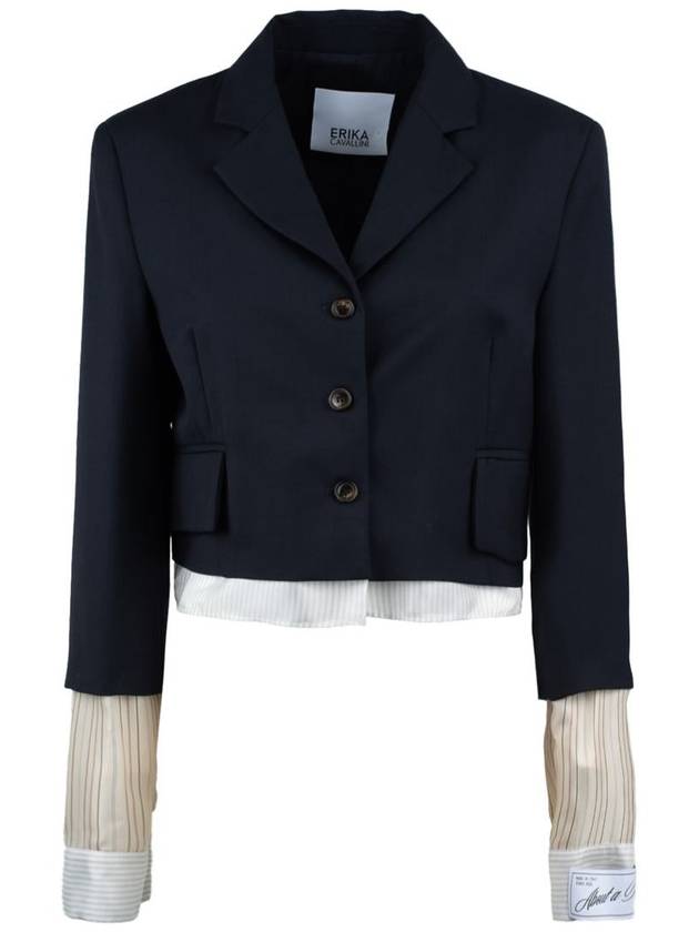 Erika Cavallini Midnight Blue Jacket In Cool Wool - ERIKA CAVALLINI - BALAAN 1