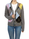 Argyle Pattern Cardigan Grey - GANNI - BALAAN 5