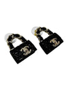 Metal Resin Quilted Turnlock Chain Bag Earrings Gold Black - CHANEL - BALAAN 4