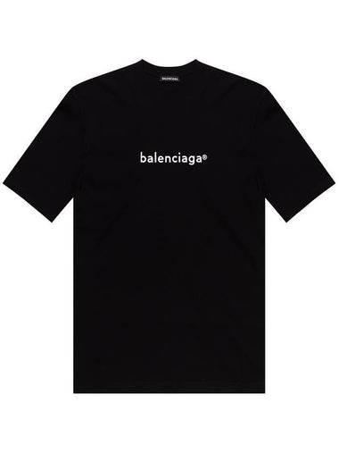 New Copyright Medium Fit Short Sleeve T-Shirt Black - BALENCIAGA - BALAAN 1