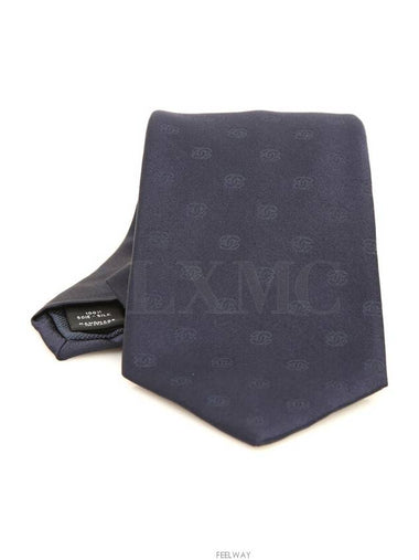 Silk Tie CC Logo Navy Blue - CHANEL - BALAAN 1