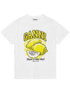 Relaxed Lemon T-Shirt Bright White - GANNI - BALAAN 1