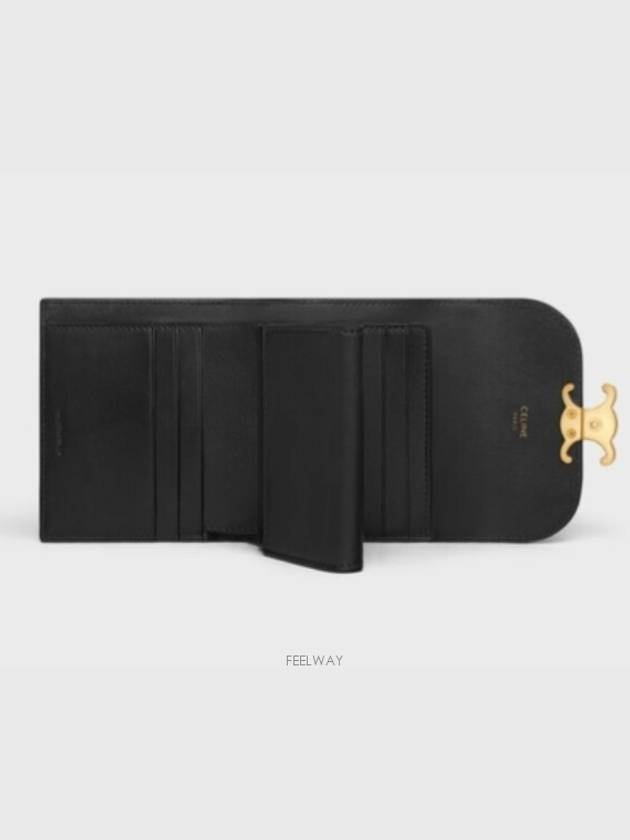 Triomphe Small Canvas Two-Tone Half Wallet Black - CELINE - BALAAN 4