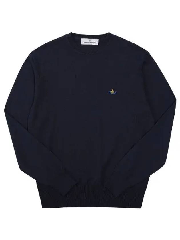 ORB Logo Cashmere Cotton Knit Top Navy - VIVIENNE WESTWOOD - BALAAN 3