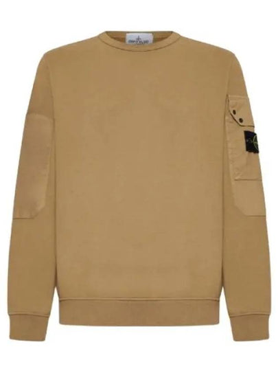 Brushed Organic Cotton Fleece Sweatshirt Beige - STONE ISLAND - BALAAN 2