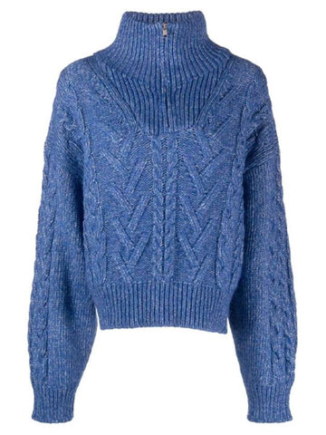 Ribbed Knit Turtleneck Blue - GANNI - BALAAN 1