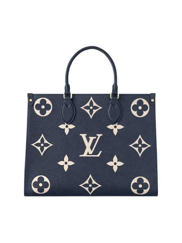 OnTheGo MM Monogram Empreinte Leather Tote Bag Navy - LOUIS VUITTON - BALAAN 1