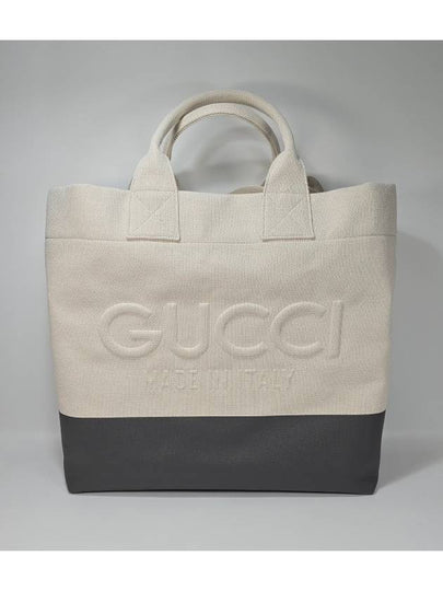 Embossed detail canvas tote bag - GUCCI - BALAAN 2