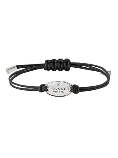 Tag Trademark Cord Bracelet Sterling Black - GUCCI - BALAAN 1