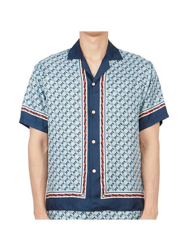 Interlocking G Silk Short Sleeve Shirt Blue - GUCCI - BALAAN 1