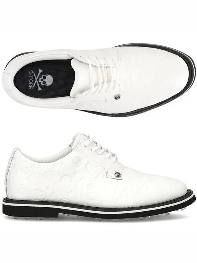 Debossed Skull Galliventer Leather Spike Shoes White - G/FORE - BALAAN 2