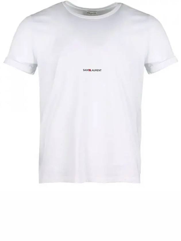 Men's Small Logo Short Sleeve T-Shirt White - SAINT LAURENT - BALAAN 2