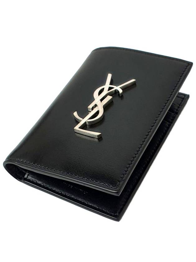 Men's Silver Monogram Fold Half Wallet Black - SAINT LAURENT - BALAAN 3