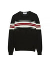 Chest Stripe Knit Top Black - MSGM - BALAAN 2