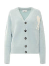 Heart Logo Oversized Cardigan Light Blue - AMI - BALAAN 1