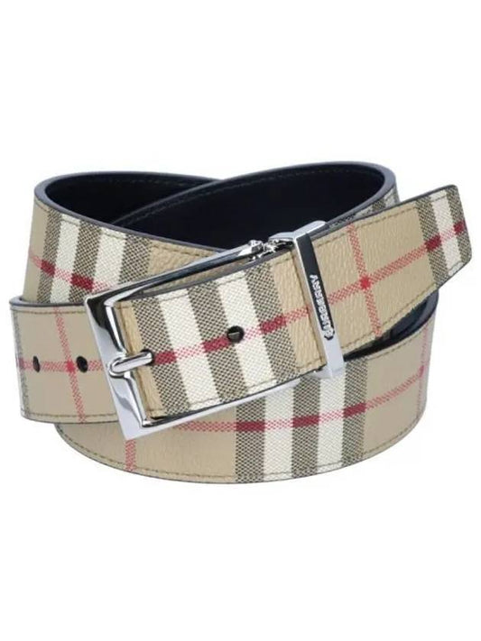 Vintage Check Pattern Leather Belt Beige - BURBERRY - BALAAN 2