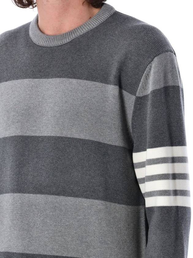 Rose Icon Rugby Stripe Cotton Knit Top Grey - THOM BROWNE - BALAAN 4