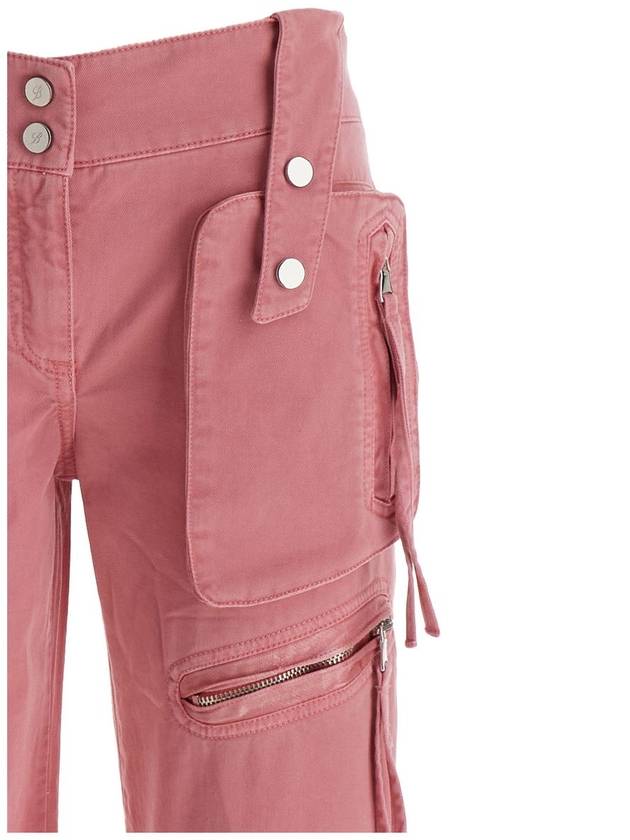 Pink Cargo Trousers With Satin Inserts In Cotton Woman - BLUMARINE - BALAAN 3