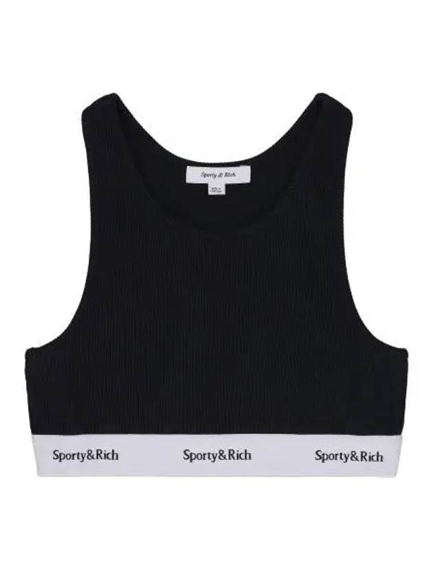 Serif Logo Sports Bra Black - SPORTY & RICH - BALAAN 1