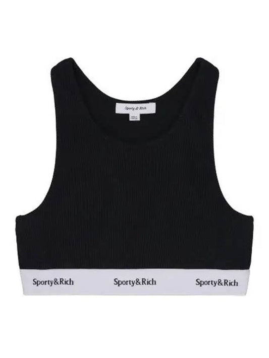 Serif Logo Sports Bra Black - SPORTY & RICH - BALAAN 1