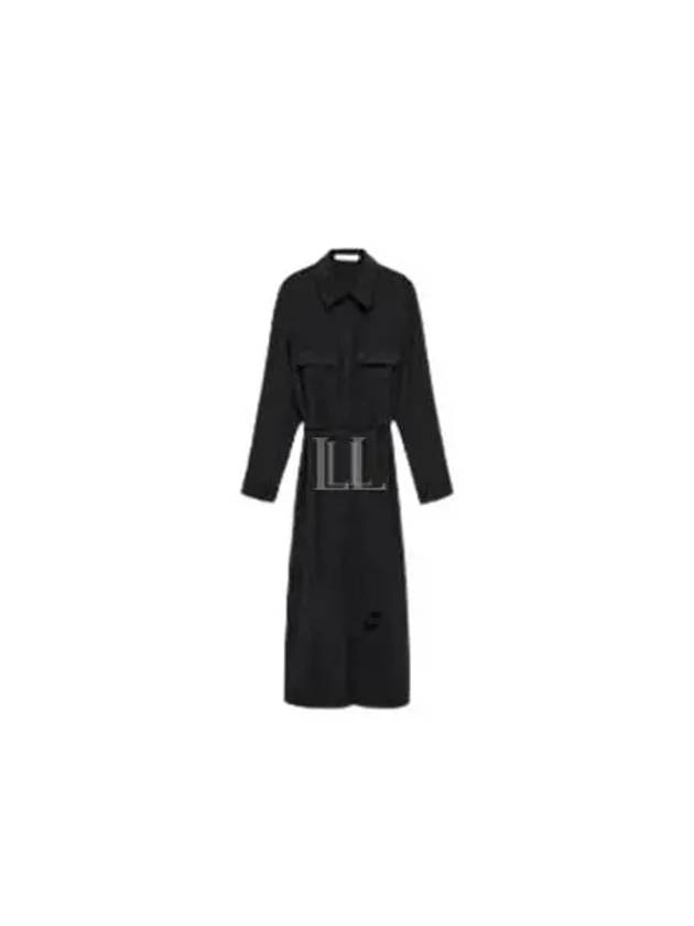 Women's Collar Belt Midi Dress Navy - JIL SANDER - BALAAN 2