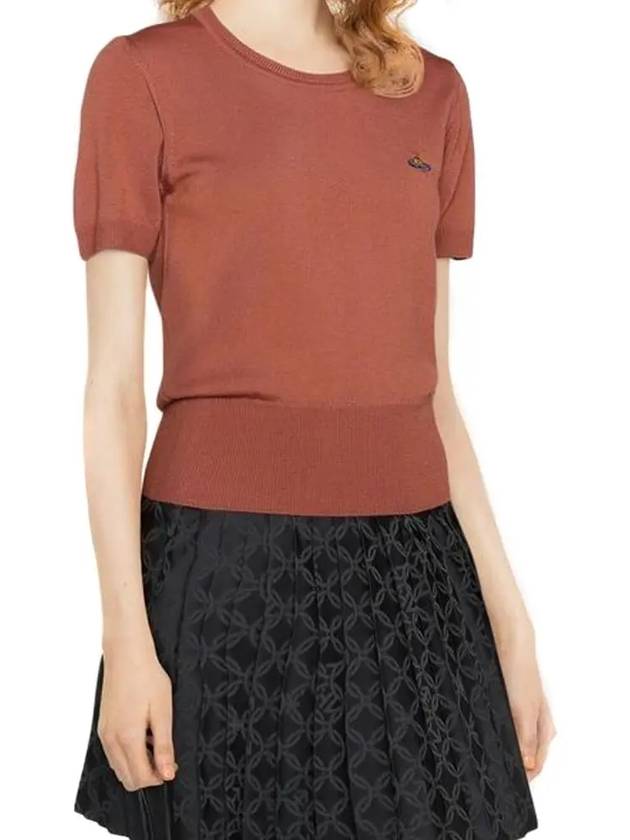 Women's ORB Logo Bea Wool Knit Top Brown - VIVIENNE WESTWOOD - BALAAN.