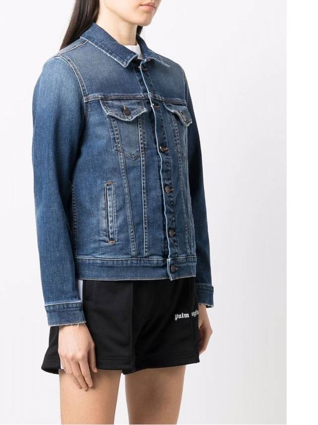 Back Logo Denim Jacket Blue - PALM ANGELS - BALAAN 7