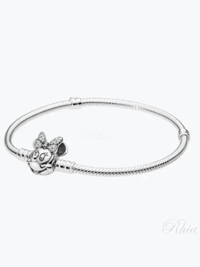 Moments Pave Minnie Mouse Clasp Snake Chain Bracelet Silver - PANDORA - BALAAN 2