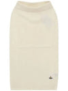 Women's Embroidered Logo Wool Pencil Skirt Ivory - VIVIENNE WESTWOOD - BALAAN 2