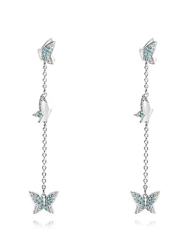 Lilia Butterfly Drop Earrings Blue Silver - SWAROVSKI - BALAAN 2