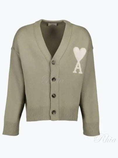 De Coeur Logo Wool Cardigan Green - AMI - BALAAN 2