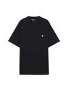 Men's Chase Mini Embroid Logo Short Sleeve T-Shirt Black - CARHARTT WIP - BALAAN 1