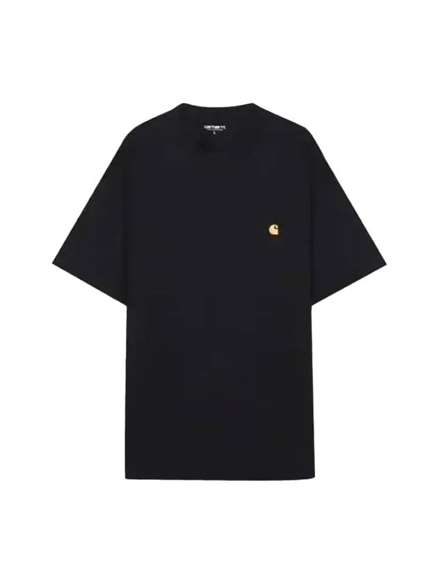 Men's Chase Mini Embroid Logo Short Sleeve T-Shirt Black - CARHARTT WIP - BALAAN 1