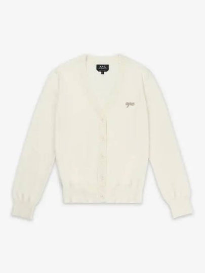 Embroidered Logo Knit Cardigan White - A.P.C. - BALAAN 2