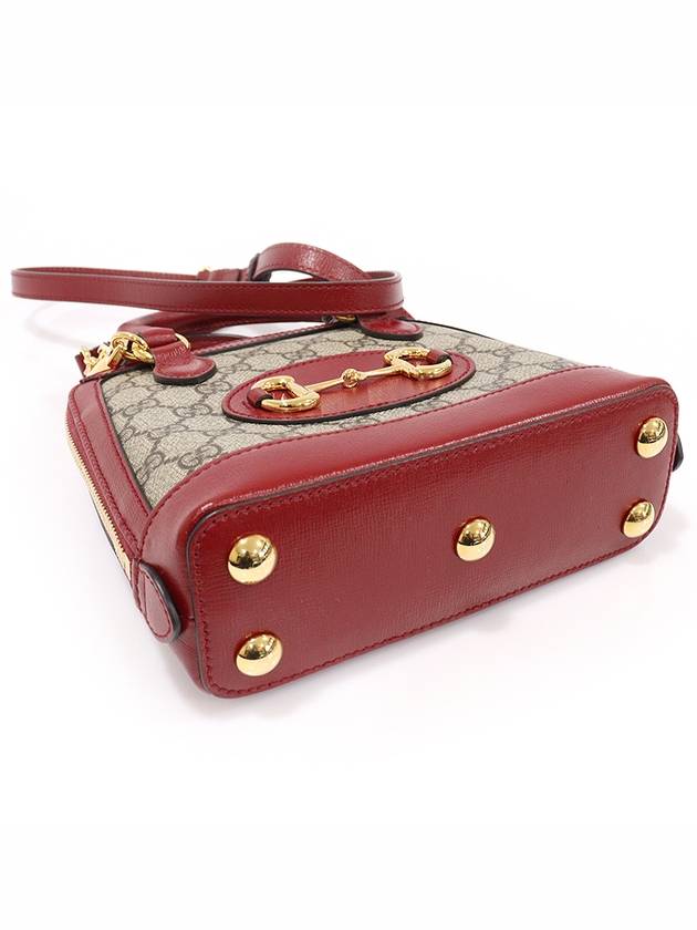 640716 GG Supreme Canvas Red Leather Horsebit 1955 Mini Top Handle Bag 2WAY - GUCCI - BALAAN 5