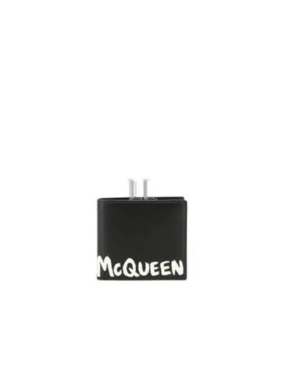 Graffiti Signature Logo Half Wallet Black - ALEXANDER MCQUEEN - BALAAN 2