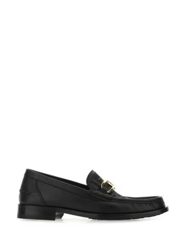 FF O Rock Fabric Leather Loafers Black Brown - FENDI - BALAAN 2