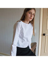 Women's Boat Neck Double Button Blouse White - LETTER FROM MOON - BALAAN 8