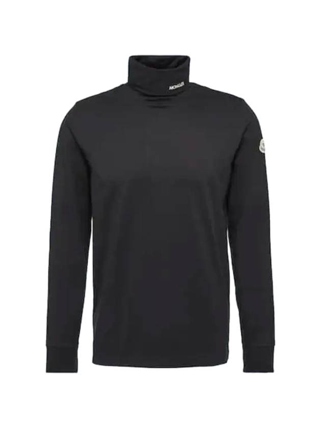 Logo Cotton Jersey Turtleneck Black - MONCLER - BALAAN 1