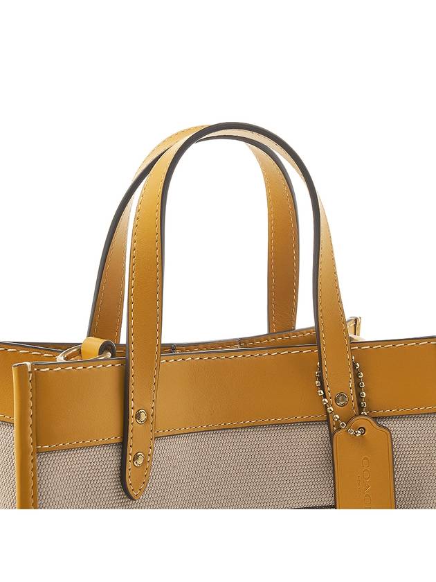 Women's Field Tote Bag CH740 NATURAL CANVAS YELLOW GOLD - COACH - BALAAN 7