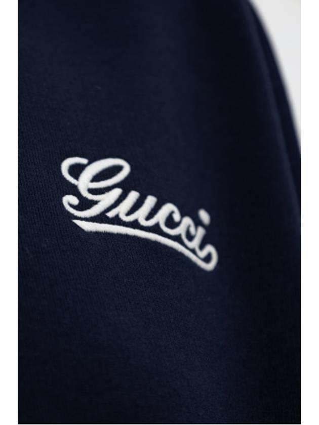 Embroidered Cotton Hoodie Blue Navy - GUCCI - BALAAN 6