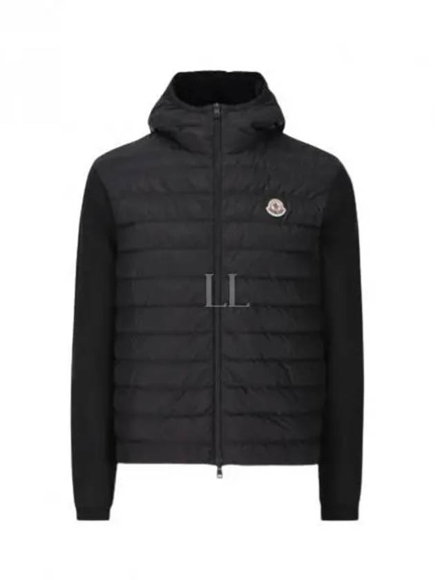 Logo Patch Knit Goose Padded Cardigan Black - MONCLER - BALAAN 2