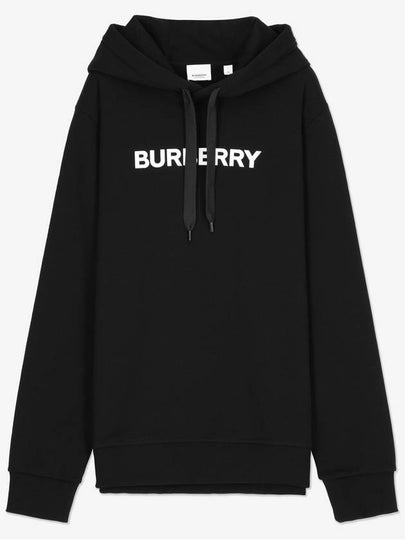 Logo Print Cotton Hoodie Black - BURBERRY - BALAAN 2