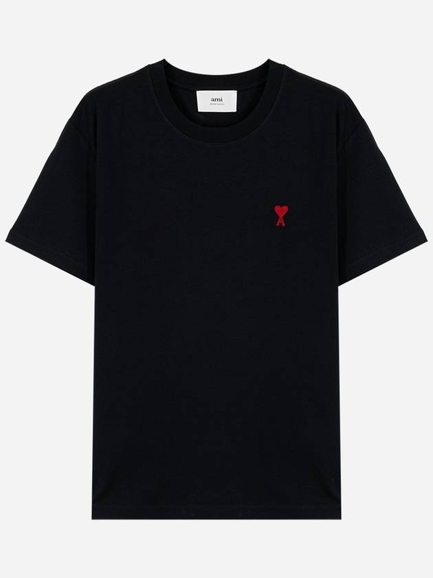 Small Heart Logo Short Sleeve T-Shirt Black - AMI - BALAAN 2