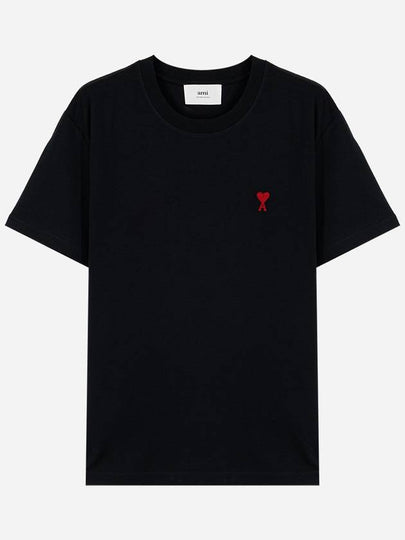 Small Heart Logo Short Sleeve T-Shirt Black - AMI - BALAAN 2