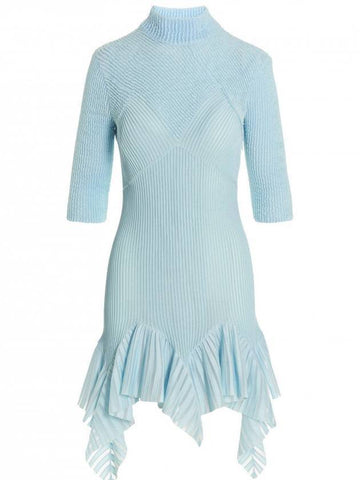 Women's Knit with Puncthed Midi Dress Aqua Marine - GIVENCHY - BALAAN 1